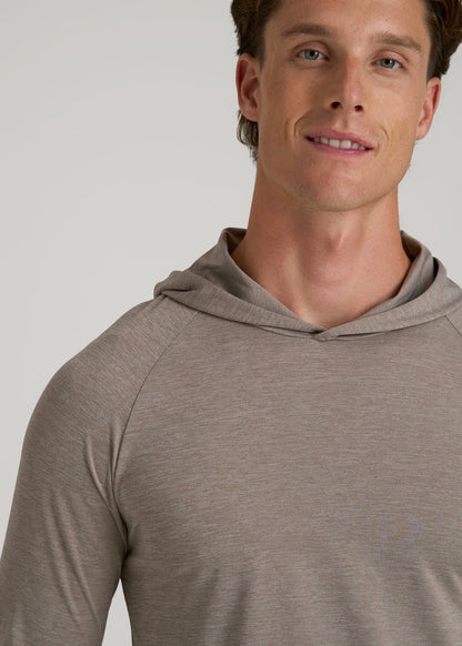 A.T. Performance Training Hoodie for Tall Men in Dark Sand Space Dye