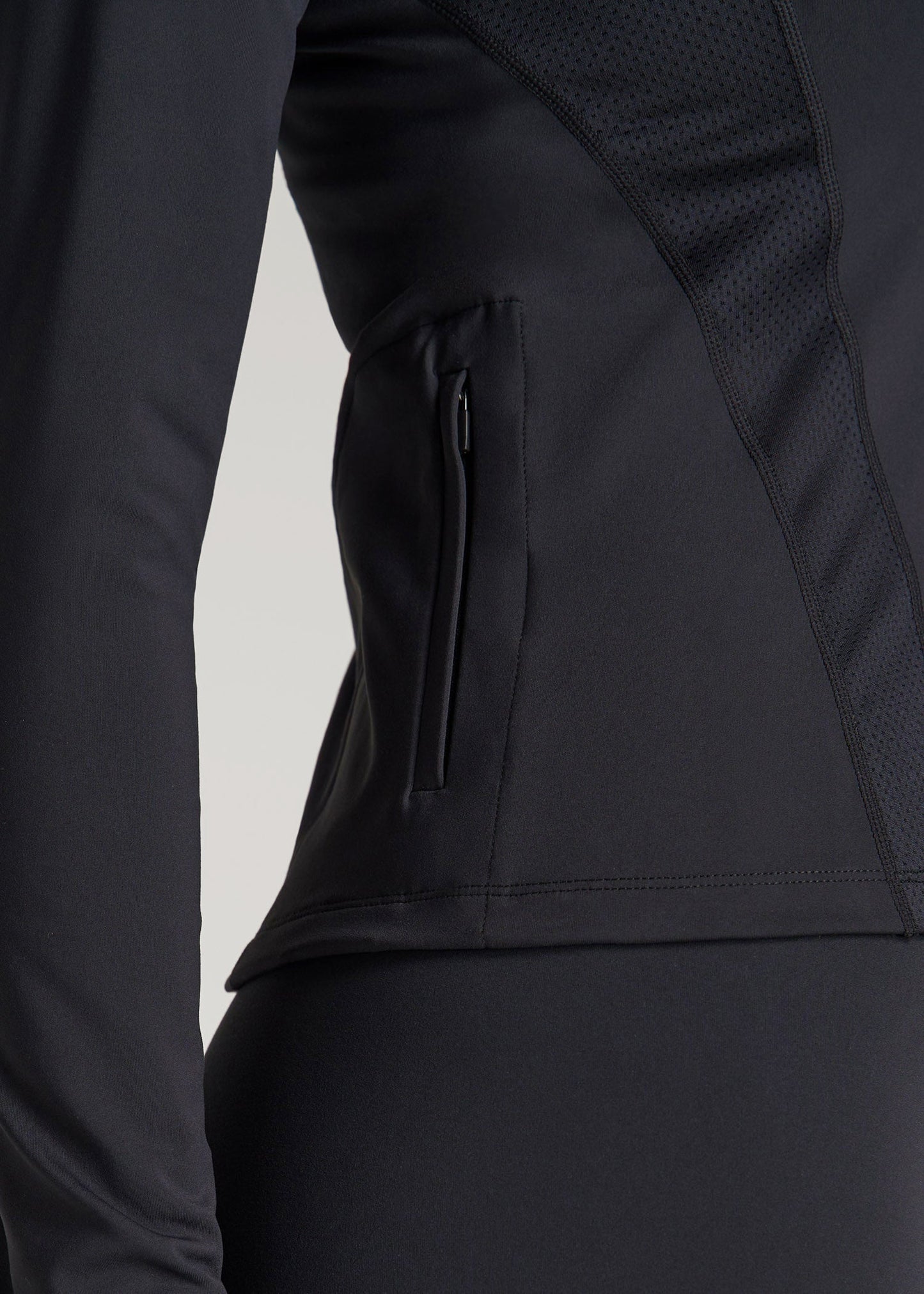Balance Zip-Up Jacket with Stand-Up Collar for Tall Women in Black