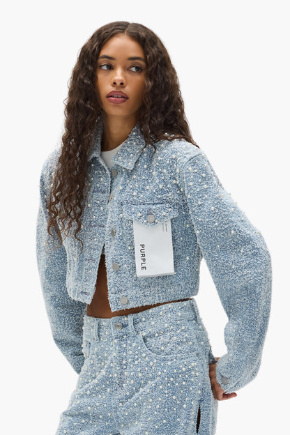 Cropped Textured Pearl Jacket