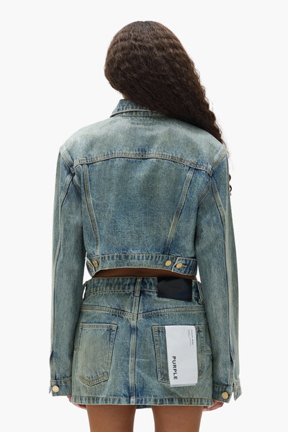 Tiled Overlay Cropped Jacket