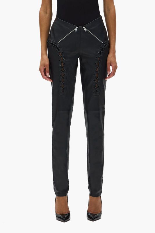 Leather V Zip Pant
