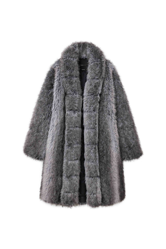 Faux Fur Shawl Collar Coat