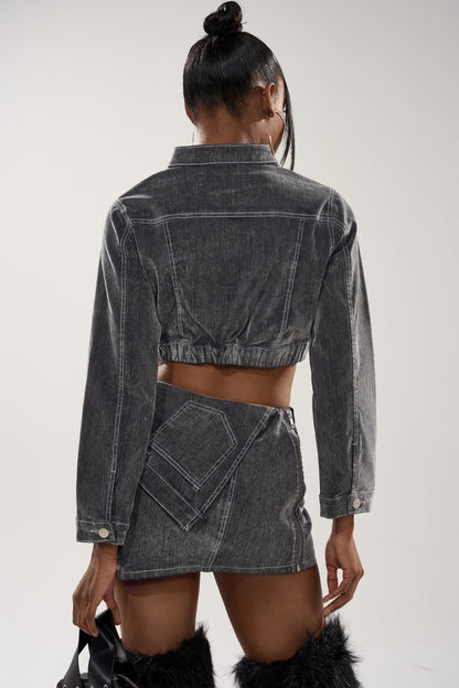ALL FOR LOVE VELVET DENIM MOTO