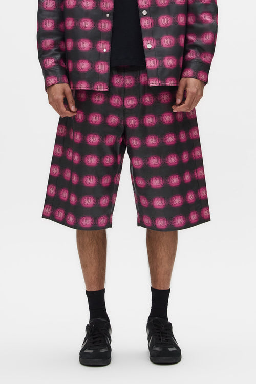 Plaid Leather Shorts