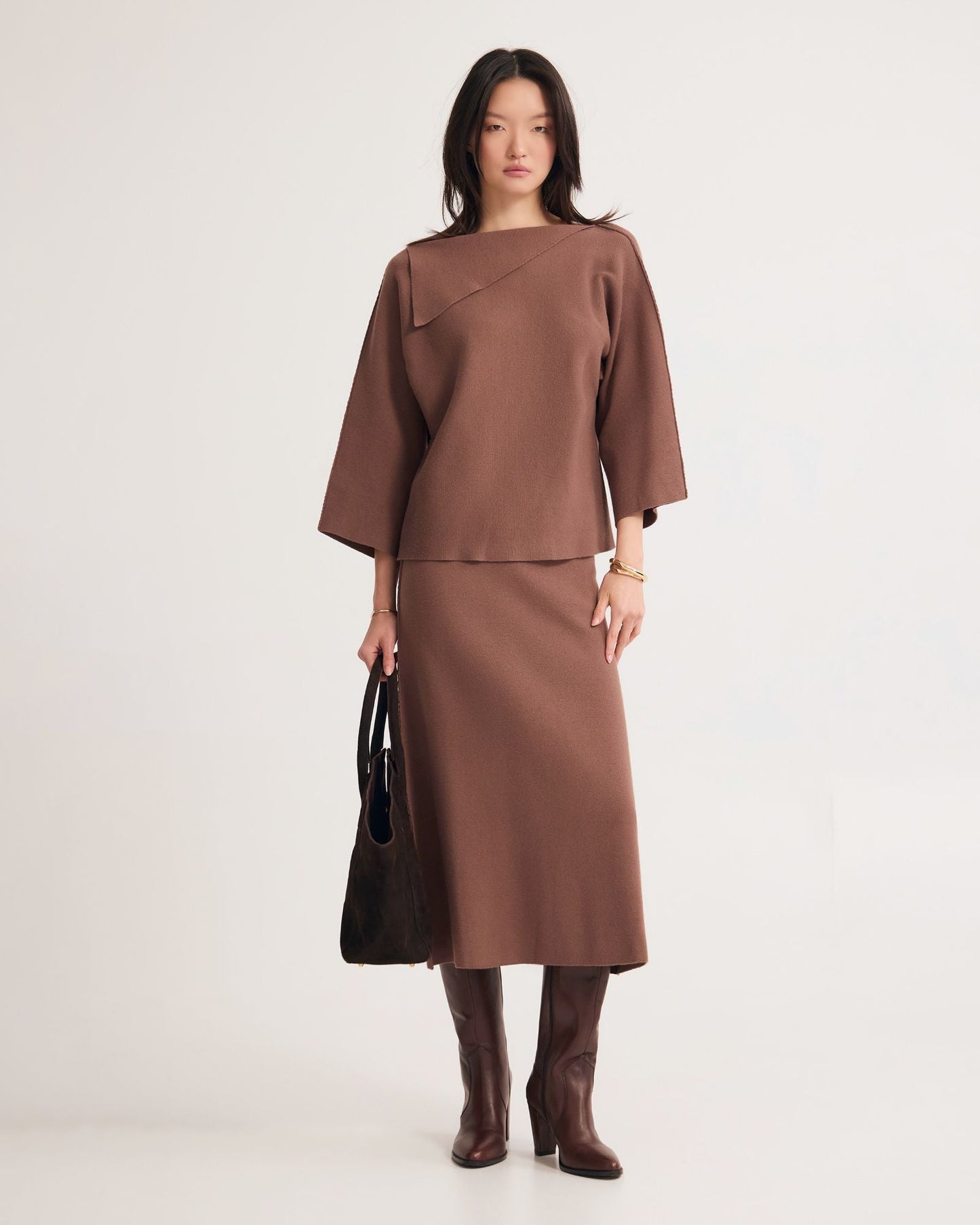 Laura Knitted Folded Collar Top
