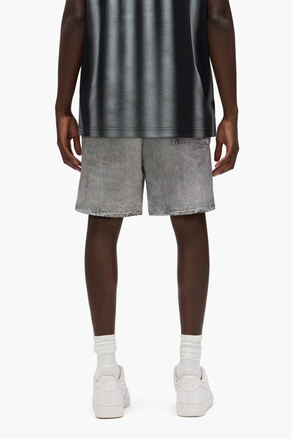 Faux Denim Wordmark All Around Shorts