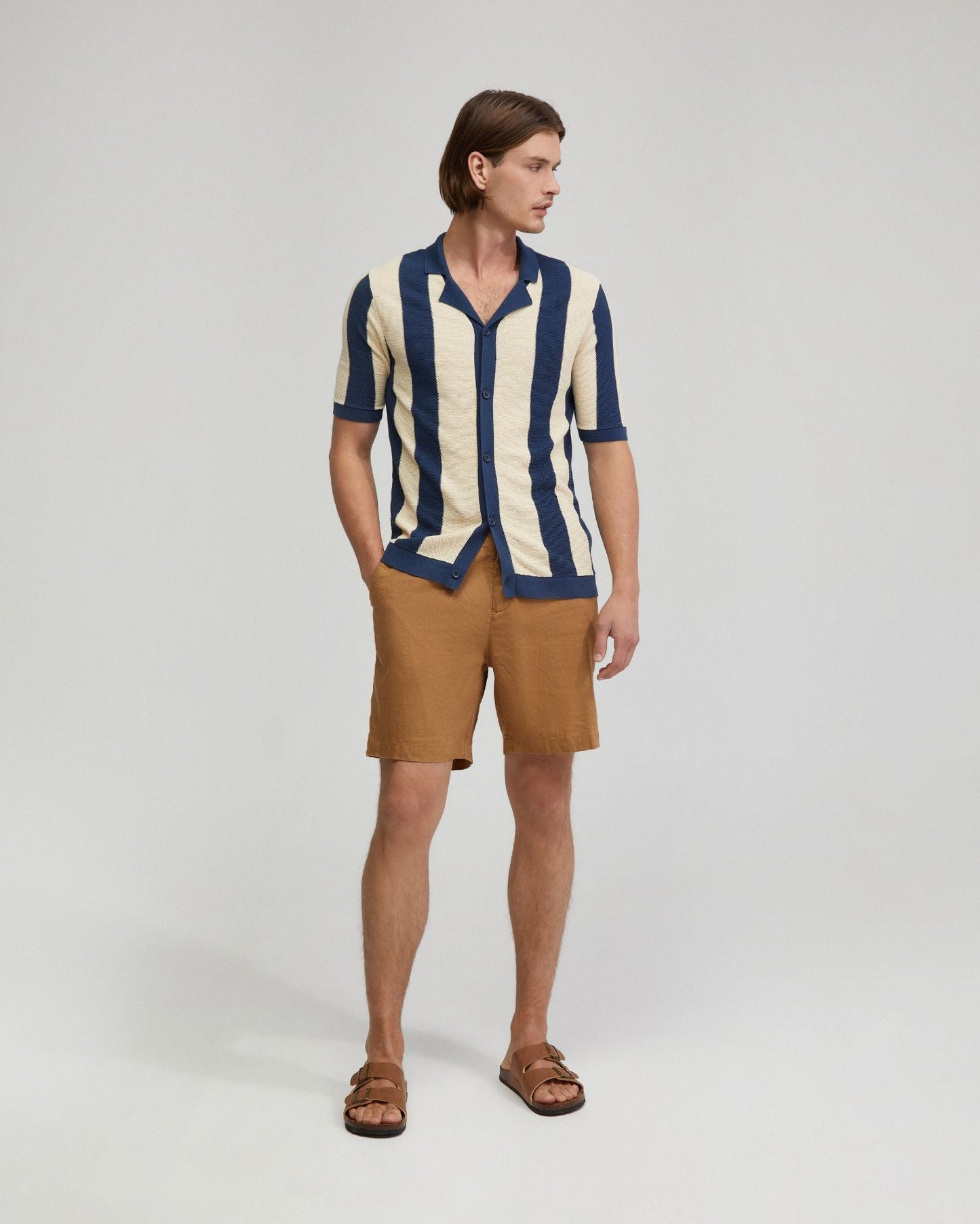 Rocco Zip Front Linen Blnd Shorts