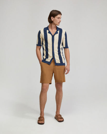 Rocco Zip Front Linen Blnd Shorts